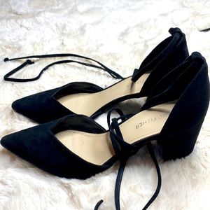 Marc Fisher Black Pointed Heel with Ankle Lace Size 7